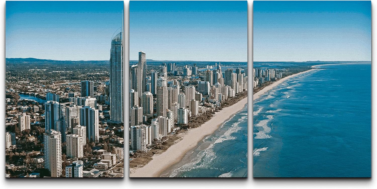 Canvas Print Wall Art Set Ocean Waves Marine Life Nautical Landscape Blue 16x24 x 3 R62973