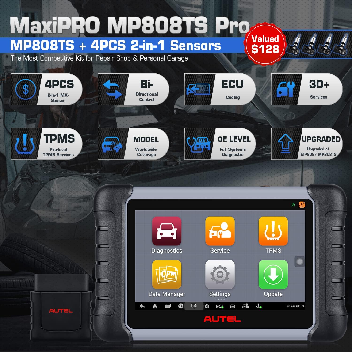 Bi-Directional Diagnostic Scan Tool with TPMS Sensors G223