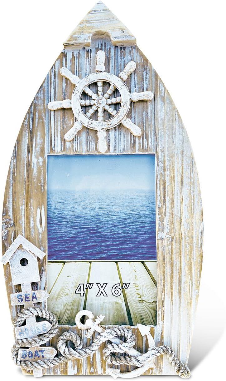 Handcrafted Wooden Nautical Picture Frame and Lighthouse Decor, Set of 2 X635