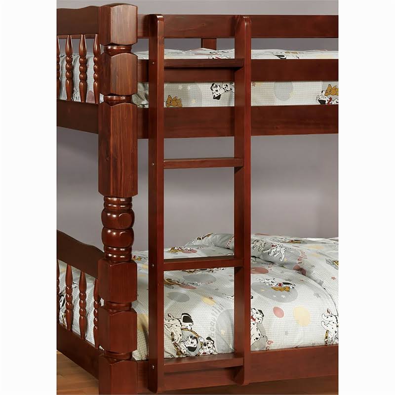 Twin Over Twin Wood Bunk Bed in Cherry Q948