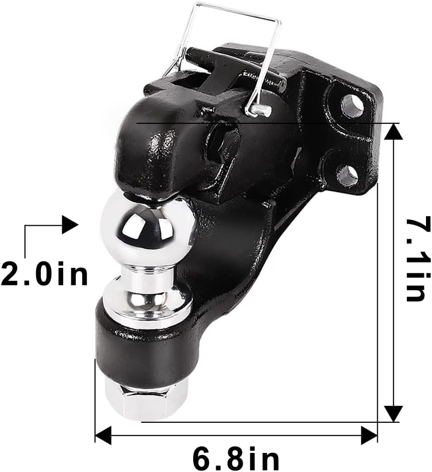 Pintle Hook Trailer Hitches with 2-5/16 Inch Ball, 16000 lbs, Black Powder Coat, Pack of 2 P119