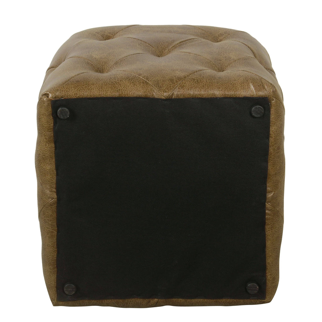 Distressed Brown Faux Leather Ottoman O4085