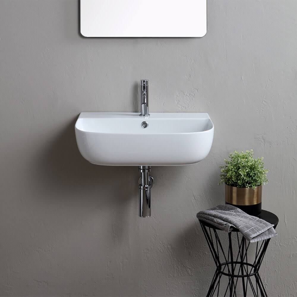 White Three Hole Bathroom Sink B7372