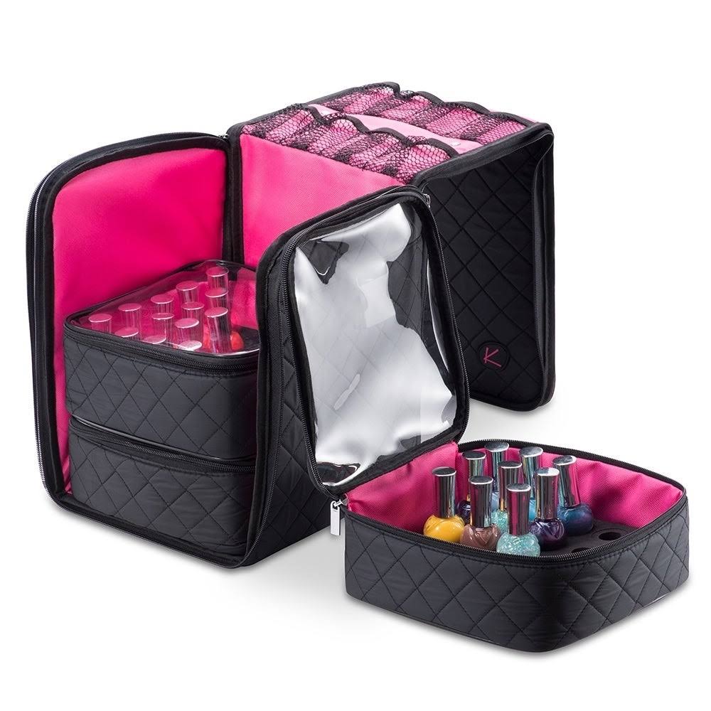Black Soft-Sided Nail Polish Organizer Case K8406