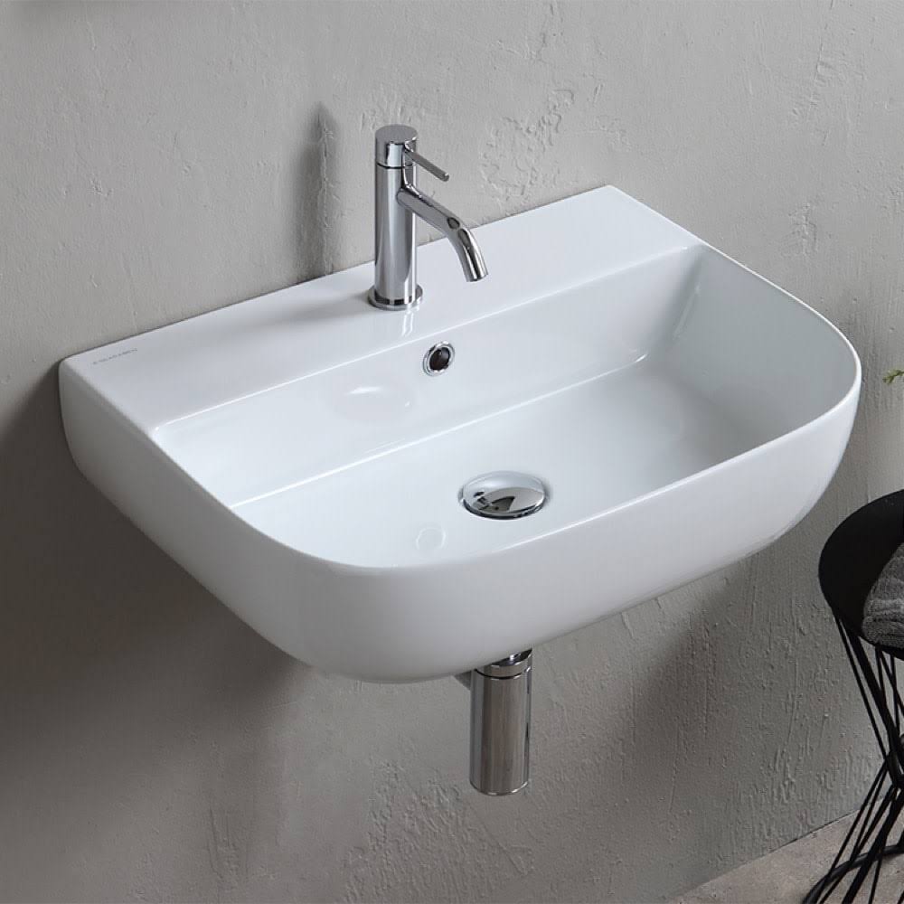 White Three Hole Bathroom Sink B7372