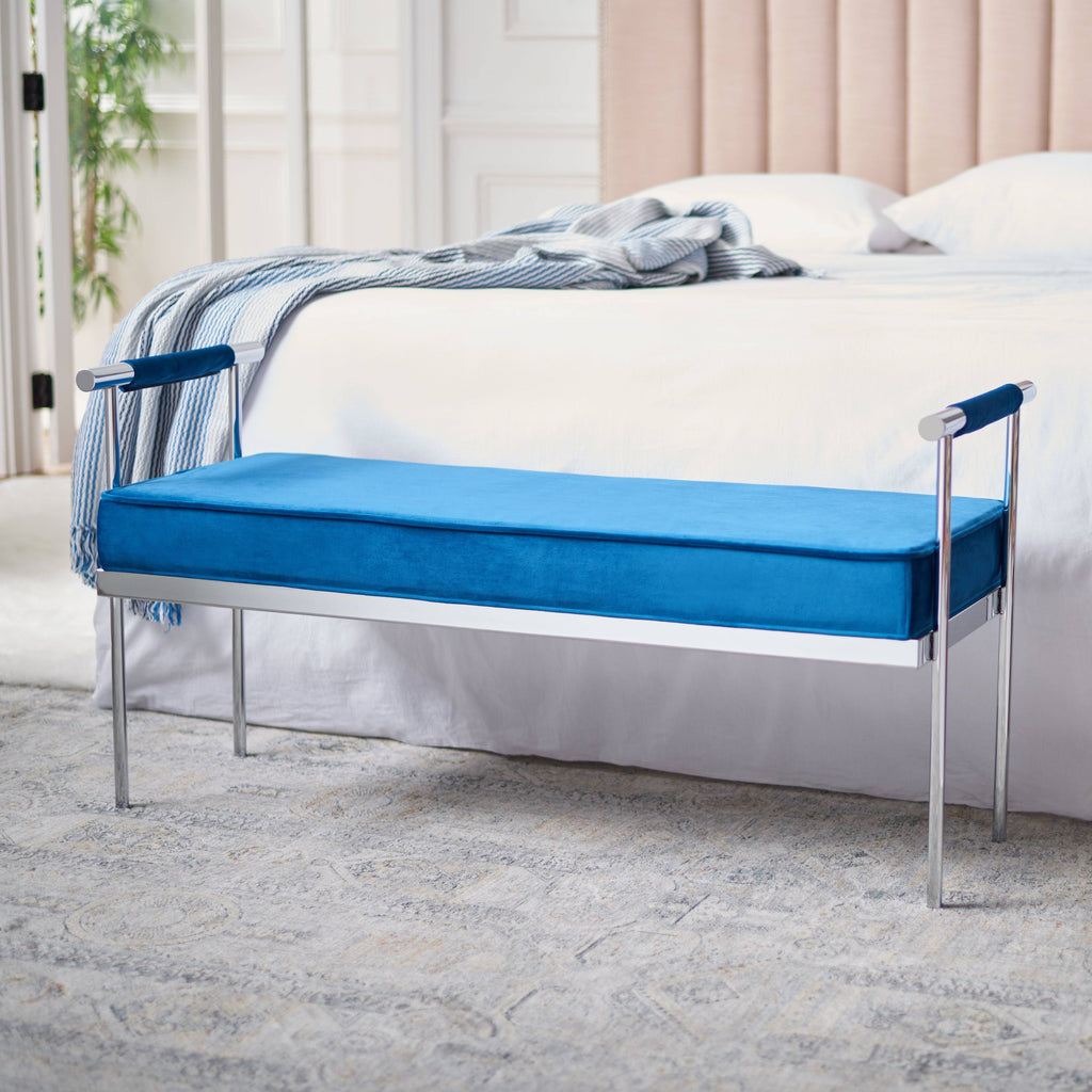 Navy Rectangle Bench with Arms Z590