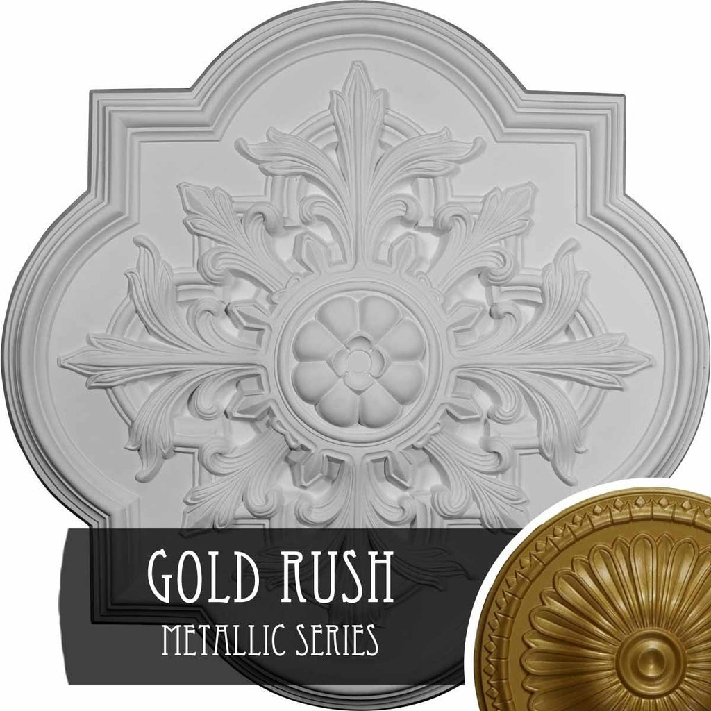 31 1/4x22OD x 2x22P Ceiling Medallion Hand-Painted Gold F57857