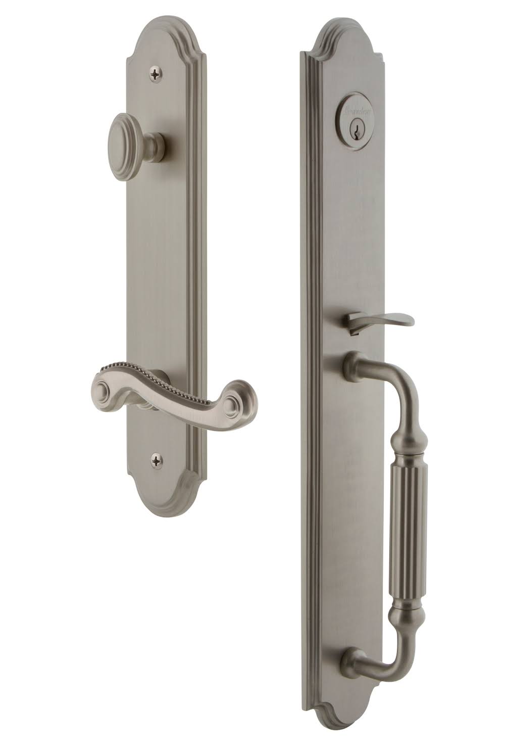 Satin Nickel One-Piece Dummy Handleset H196466