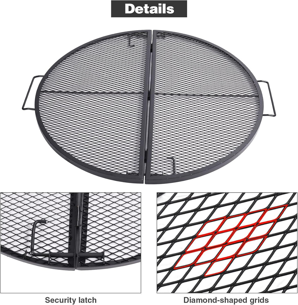 Black 30 Inch Heavy Duty Folding Round BBQ Grill Grate Z575