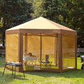 Coffee Brown Beige Hexagon Pop Up Canopy Tent with Sidewalls A850