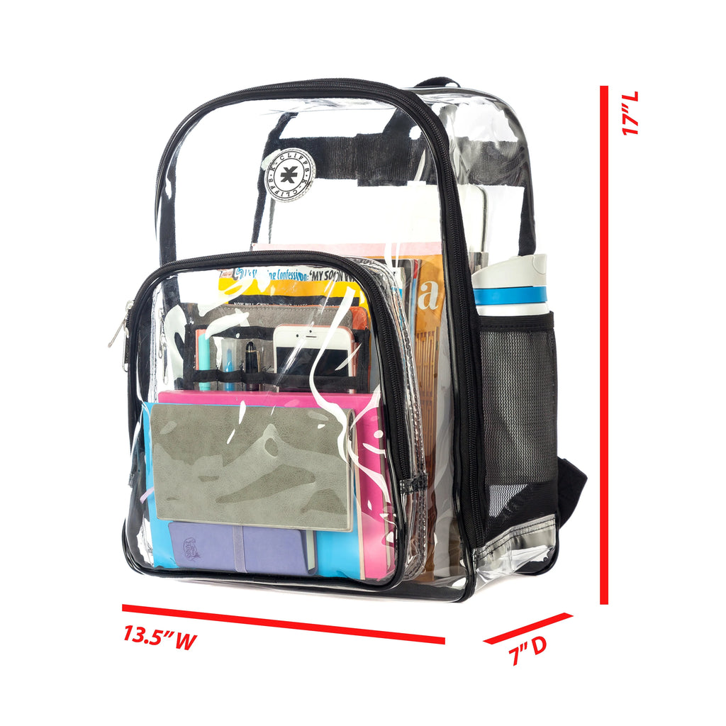 Clear Heavy Duty Transparent Backpack Black C15519