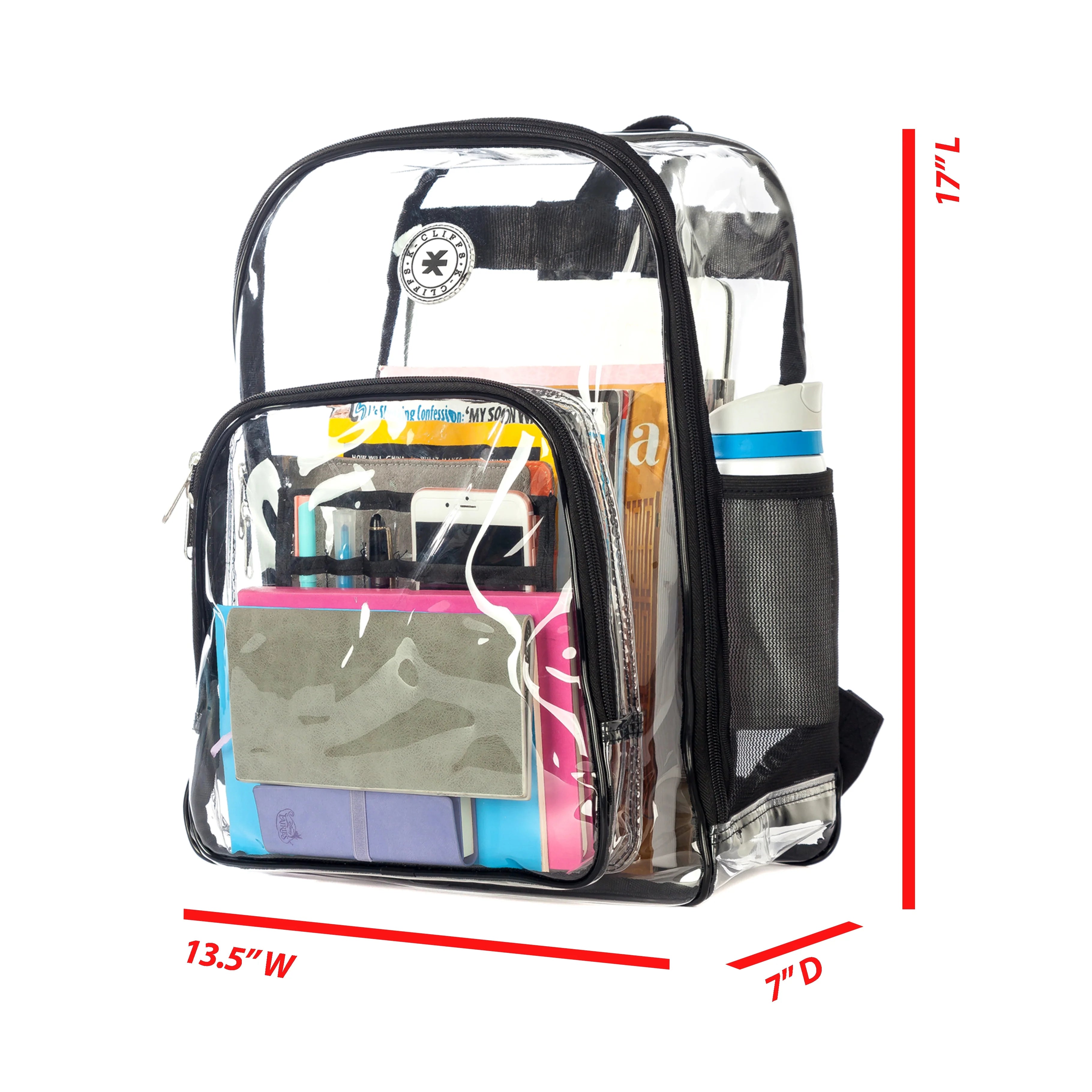 Clear Heavy Duty Transparent Backpack Black C15519