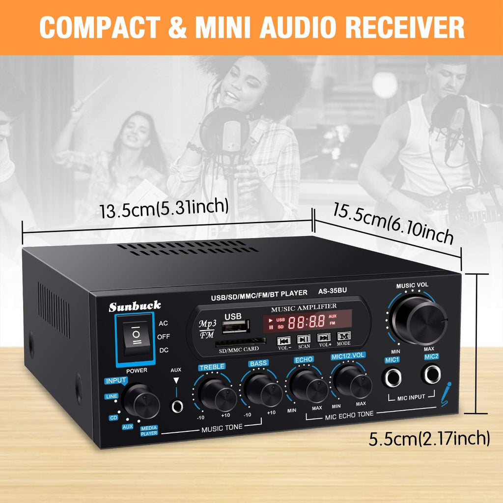 200W Wireless Bluetooth Stereo Amplifier Receiver with USB FM Radio Remote Control D1660
