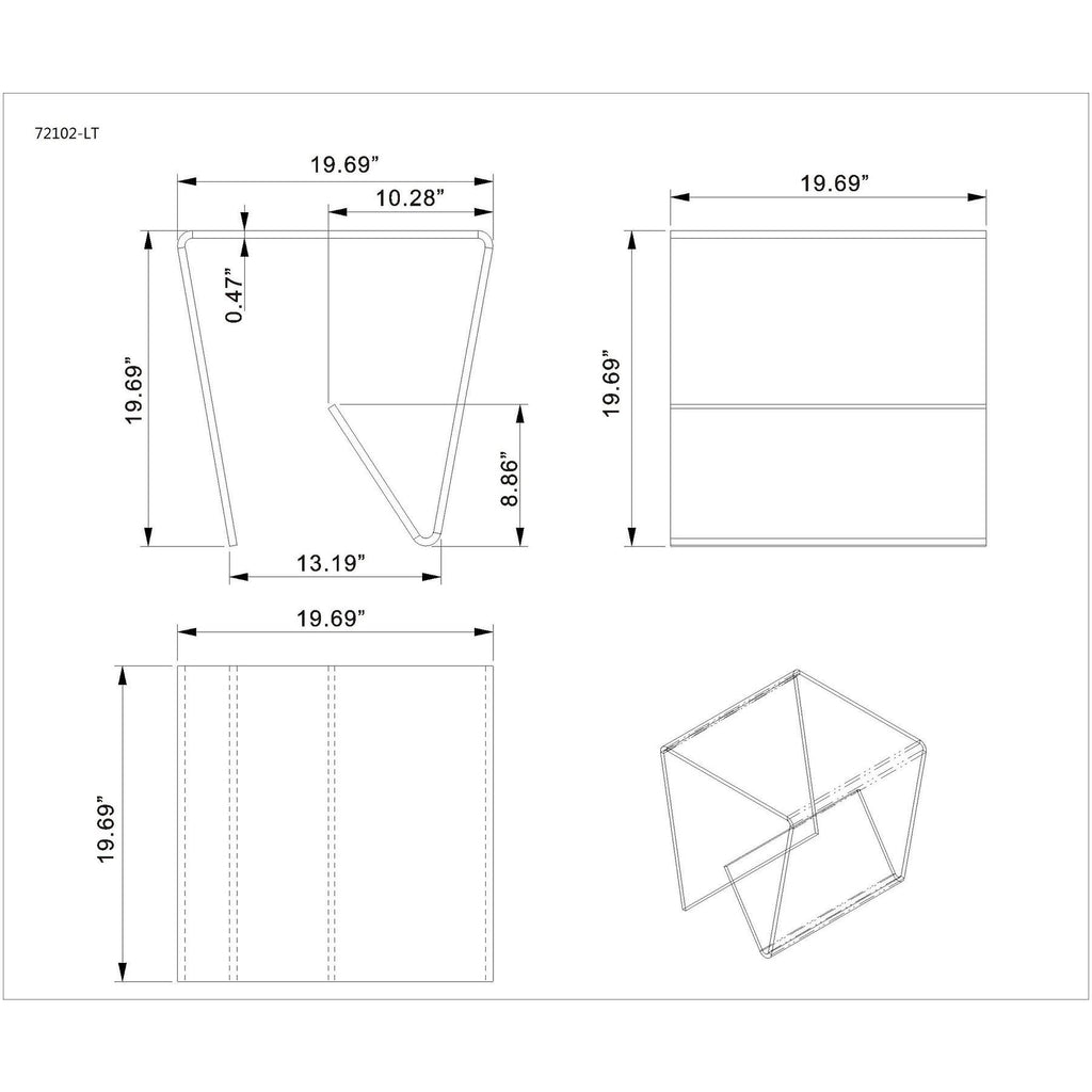 Square Bent Clear Glass Lamp Table S706565