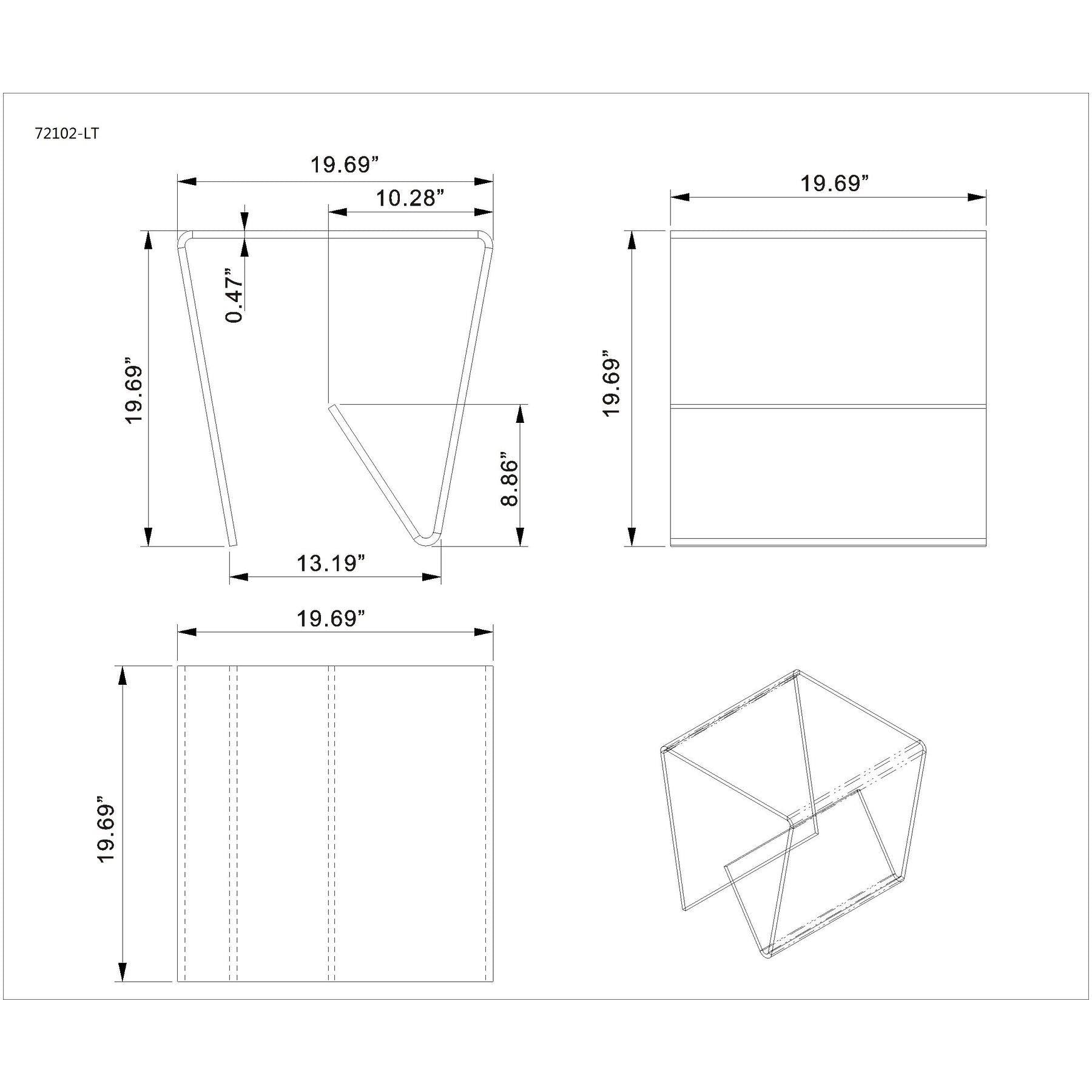 Square Bent Clear Glass Lamp Table S706565