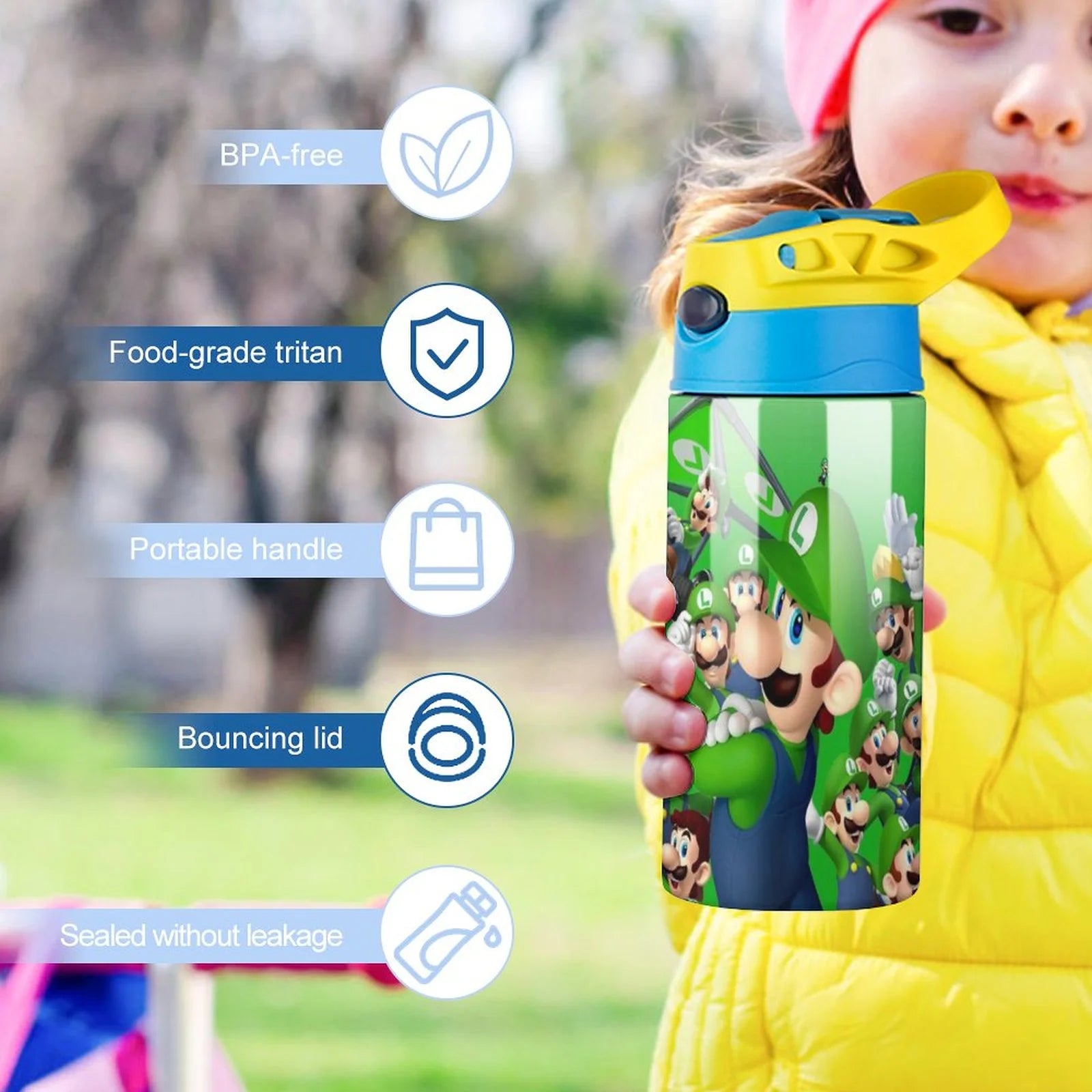 Insulated Water Bottle With Straw Stainless Steel Cup W6023