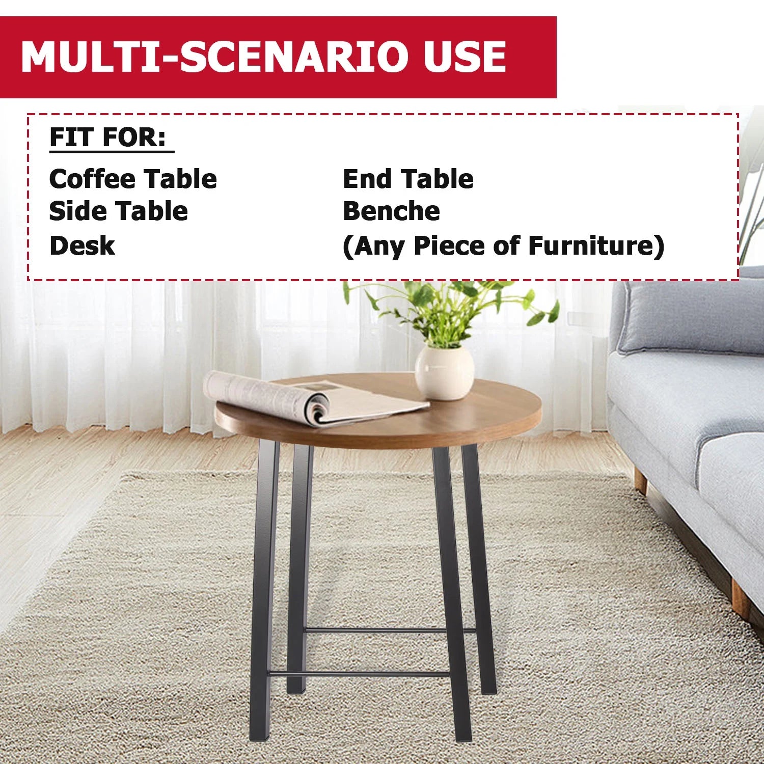 28"H×20"W Metal Table Legs Set of 2 Black H180383