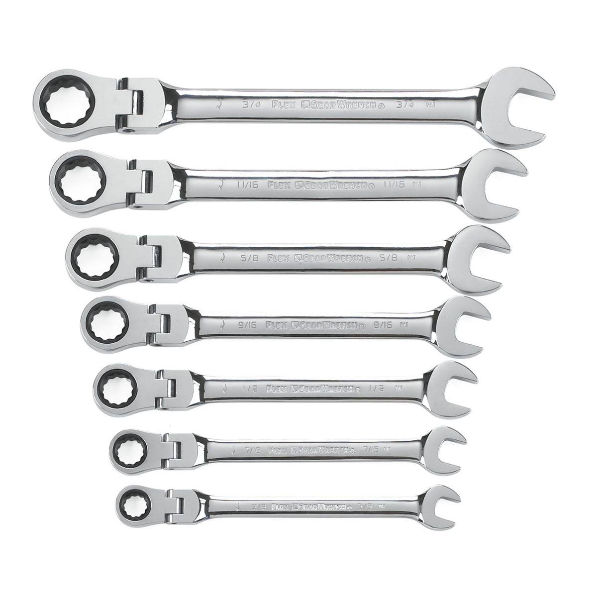 7 Piece SAE 12 Point Flex Combo Wrench Set O33739