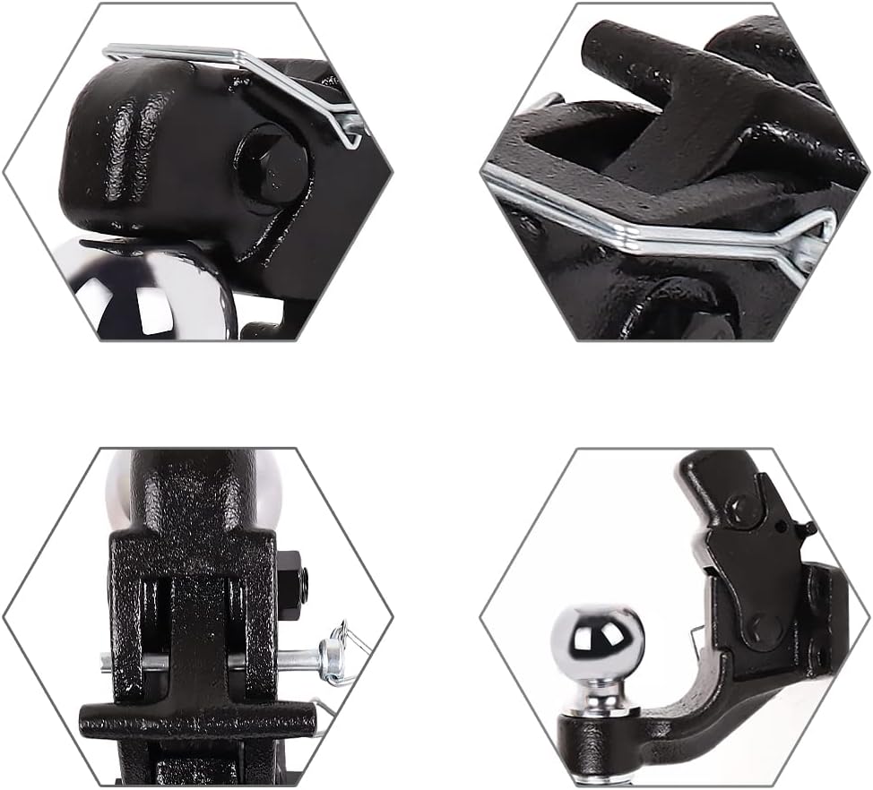 Pintle Hook Trailer Hitches with 2-5/16 Inch Ball, 16000 lbs, Black Powder Coat, Pack of 2 P119