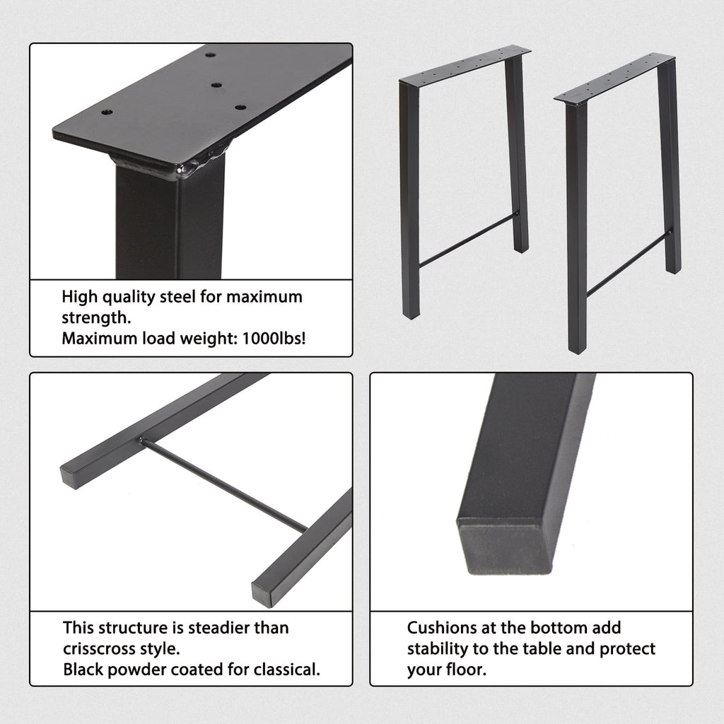 28"H×20"W Metal Table Legs Set of 2 Black H180383