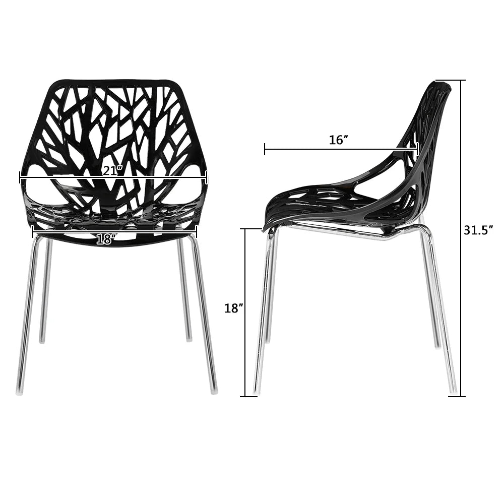 Black Stackable Birch Dining Chairs Set of 6 V1534