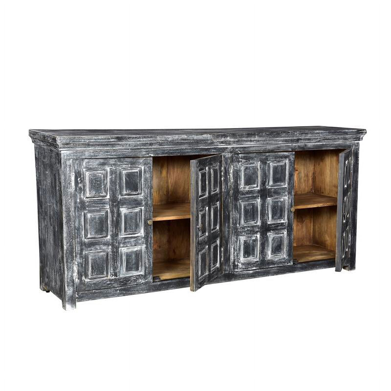 Solid Wood 4 Door Sideboard in Gray B747