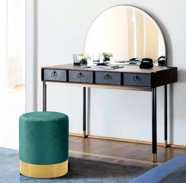 Green Velvet Ottoman & Stool O454