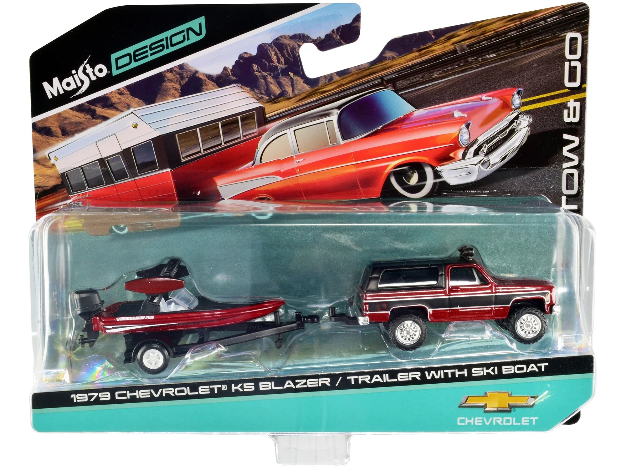 1/64 Diecast 1979 Chevrolet K5 Blazer and Ski Boat with Trailer V779