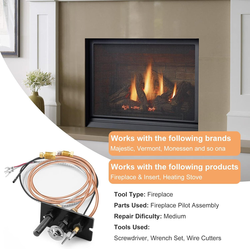 Propane and Natural Gas Pilot Assembly for Fireplace and Stoves W24886