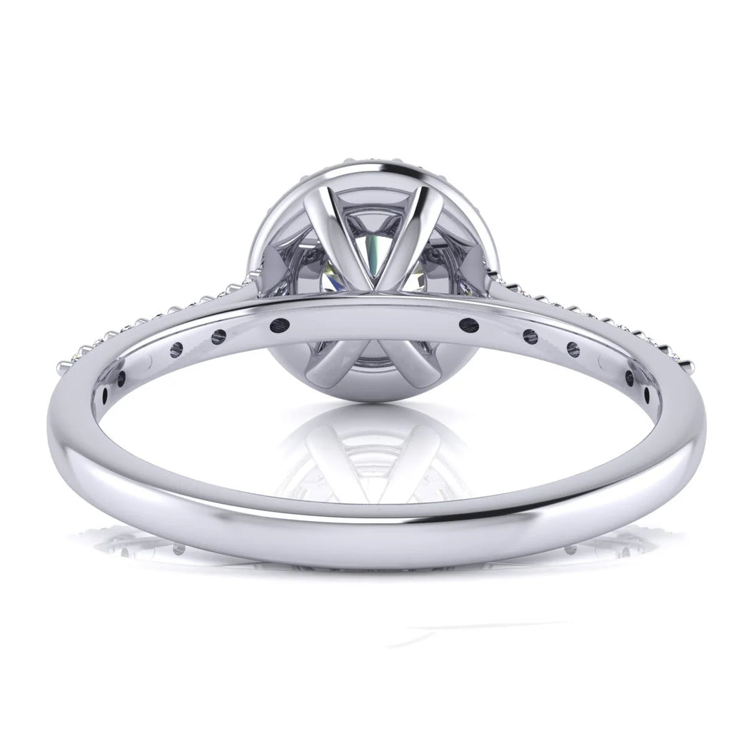 1 Carat Lab Grown Halo Diamond Engagement Ring In 14K White Gold N9266