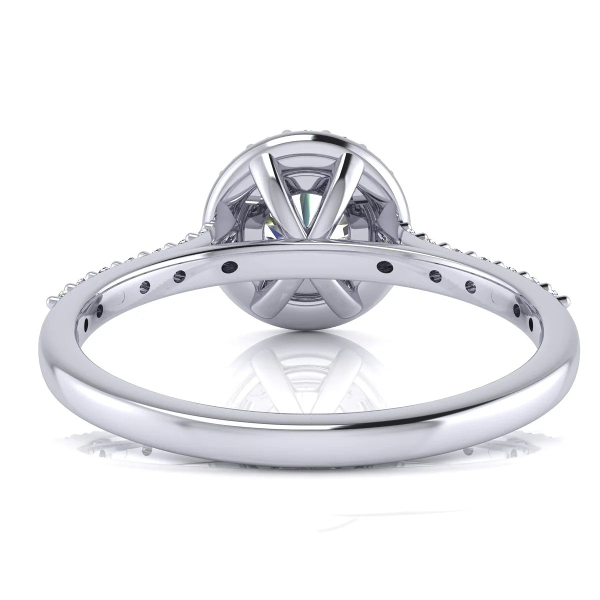 1 Carat Lab Grown Halo Diamond Engagement Ring In 14K White Gold N9266