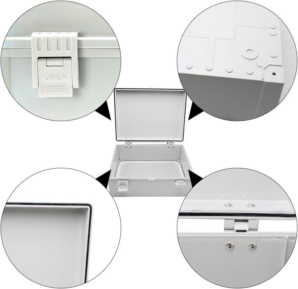 Outdoor Electrical Box with Internal Mounting Panel, Hinged Cover, Plastic W7730