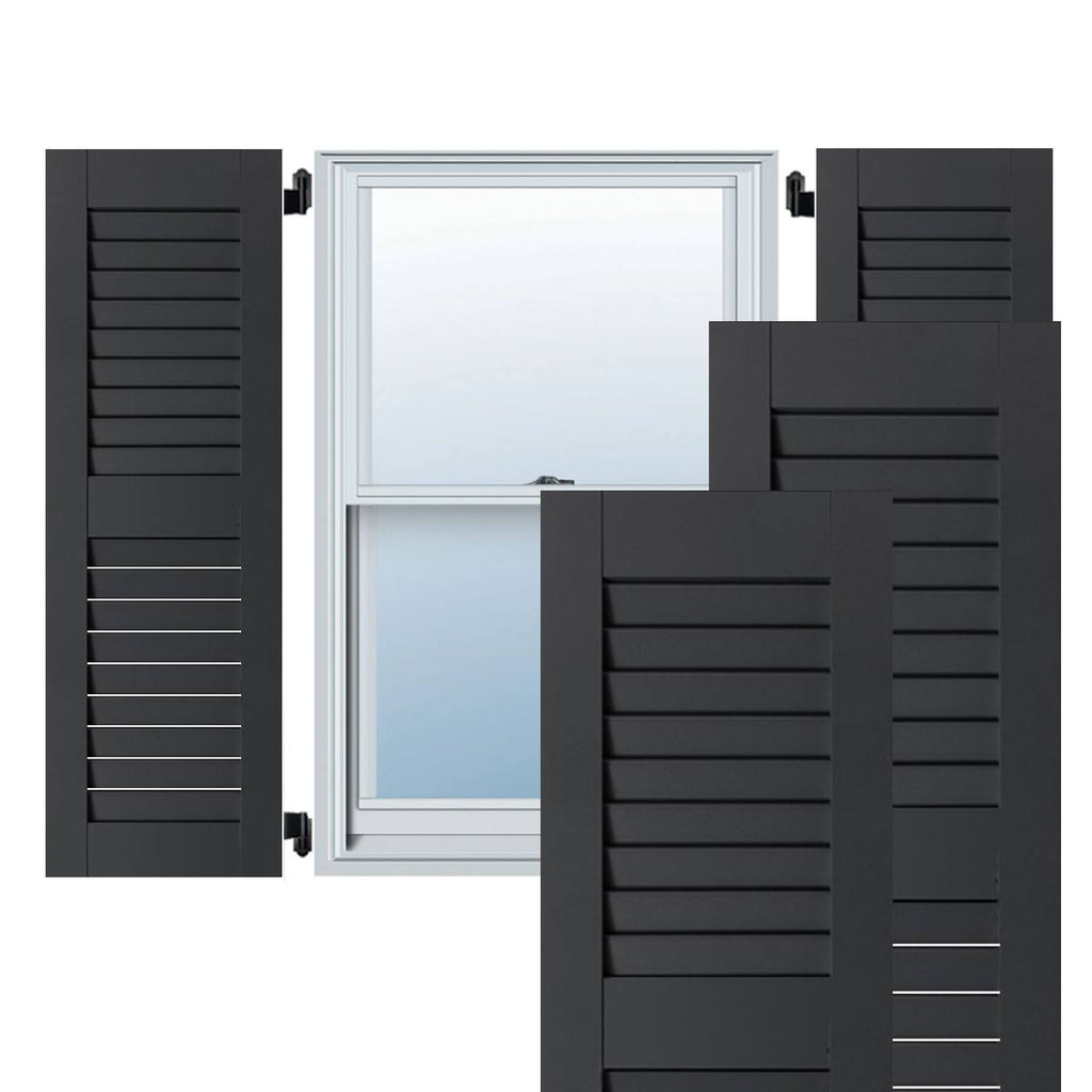 Black Louvered Shutters Pair N468272