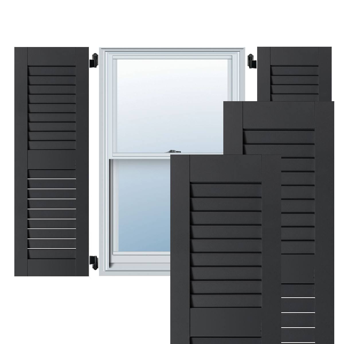 Black Louvered Shutters Pair N468272