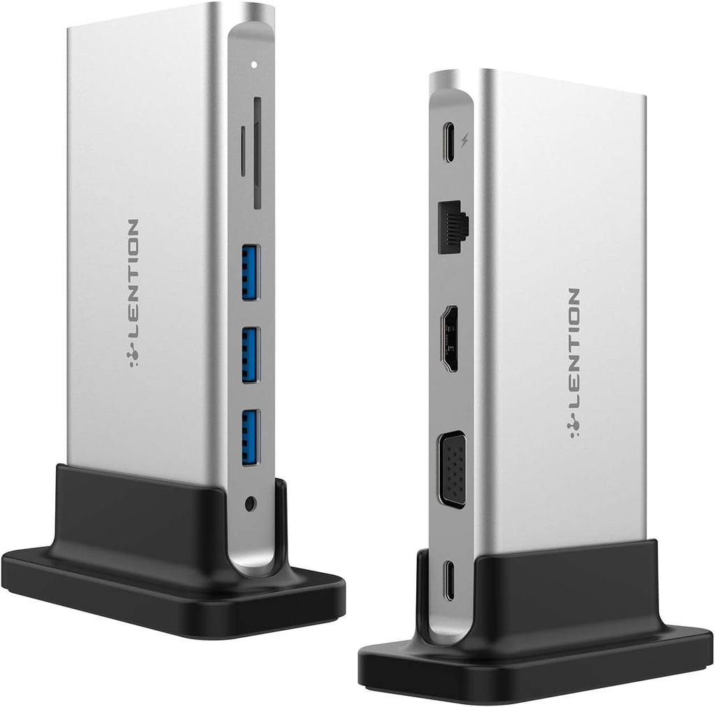 USB C Docking Station with 100W PD, 4K HDMI, VGA, Gigabit Ethernet, Card Reader, USB 3.0, Aux Adapter, Space Gray P572551