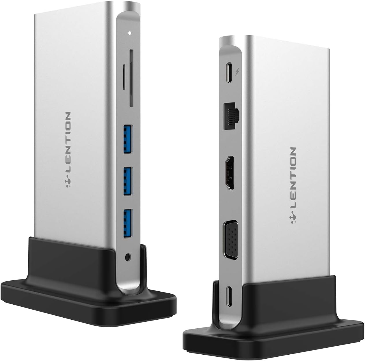 USB C Docking Station with 100W PD, 4K HDMI, VGA, Gigabit Ethernet, Card Reader, USB 3.0, Aux Adapter, Space Gray P572551