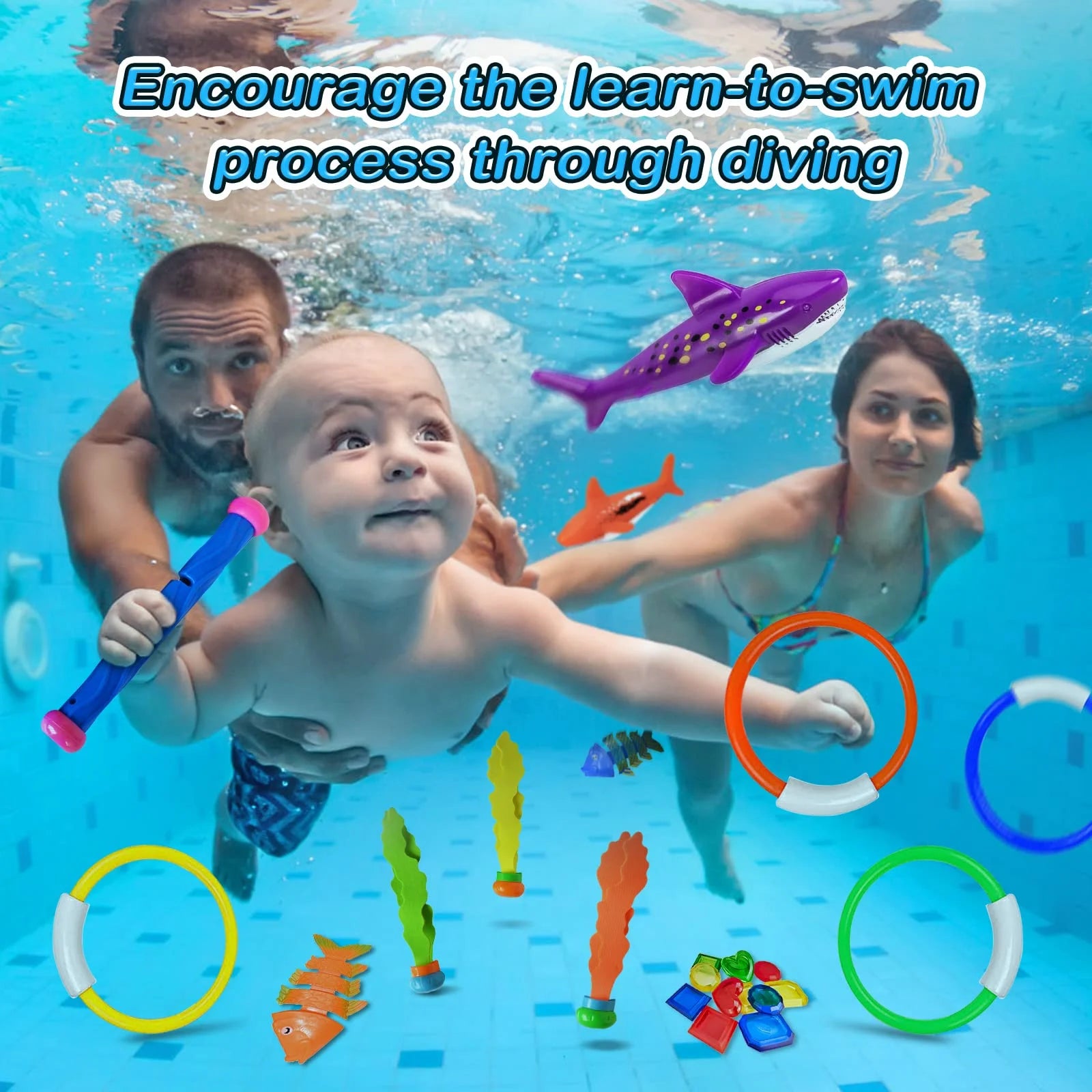 31 Pcs Pool Diving Toys Set with Storage Bag A56824