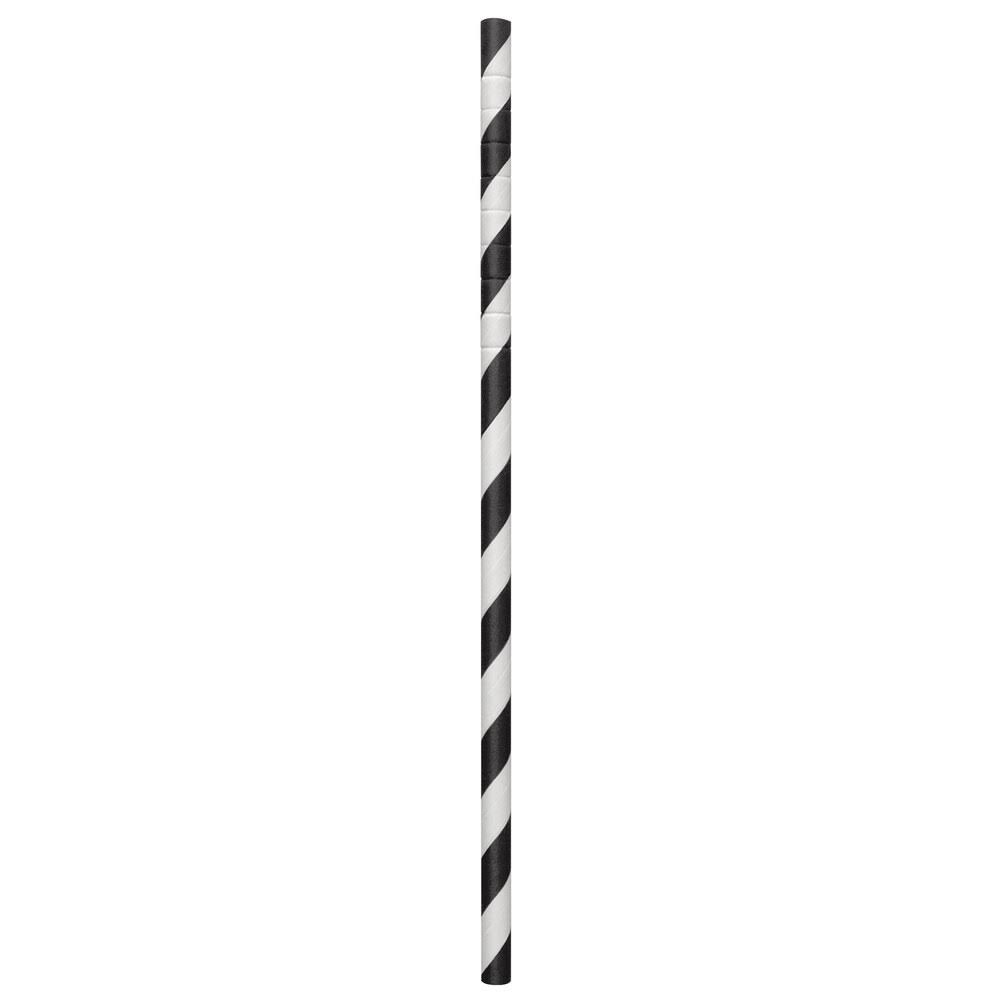 Black White Striped Paper Straw - 4800/Case W49897