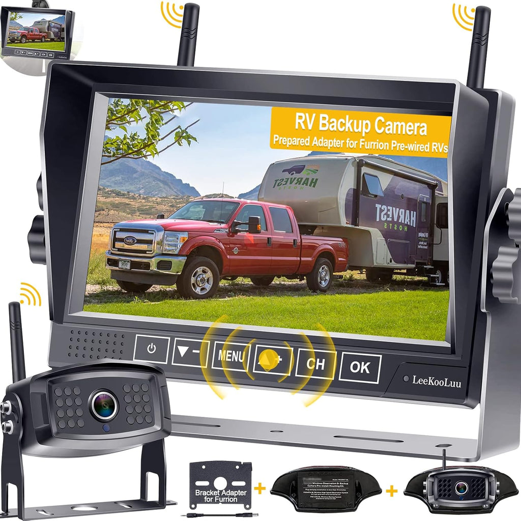 7'' LCD Split Screen 4 Channel Wireless Backup Camera Monitor F1078