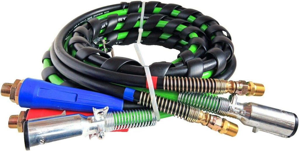12FT 3 in 1 Wrap ABS Electrical and Rubber Air Line Hose Assemblies For Semi Truck Tractor Trailer R124072