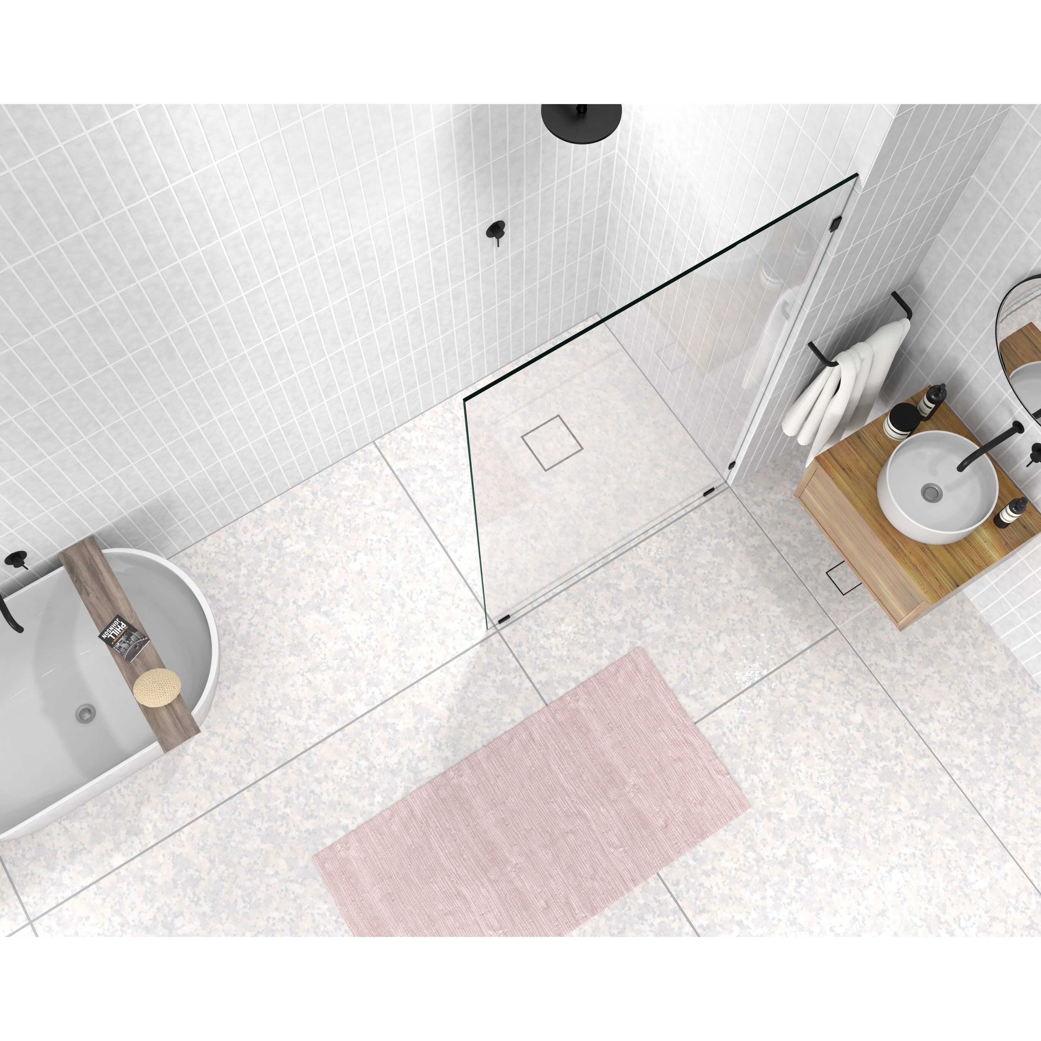Frameless Shower Door Single Fixed Panel Matte Black S397091