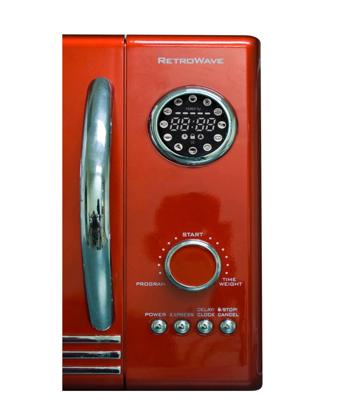 Retro 0.9 Cu ft Countertop Microwave Oven Metallic Red T971197