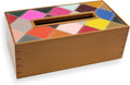 Rectangular Solid Wood and Calf Leather Tissue Box Cover, Pack of 2 T3752