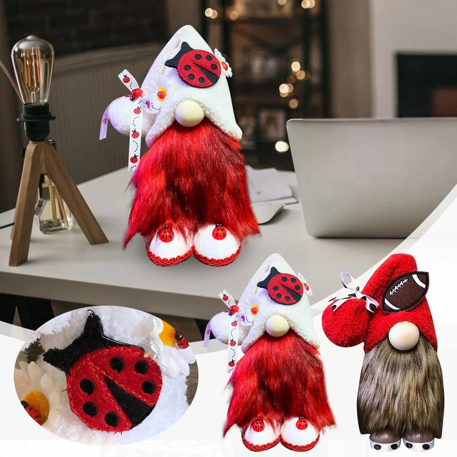 Multi-color Ladybugs Daisy Holiday Ornament Doll Decorations L12347