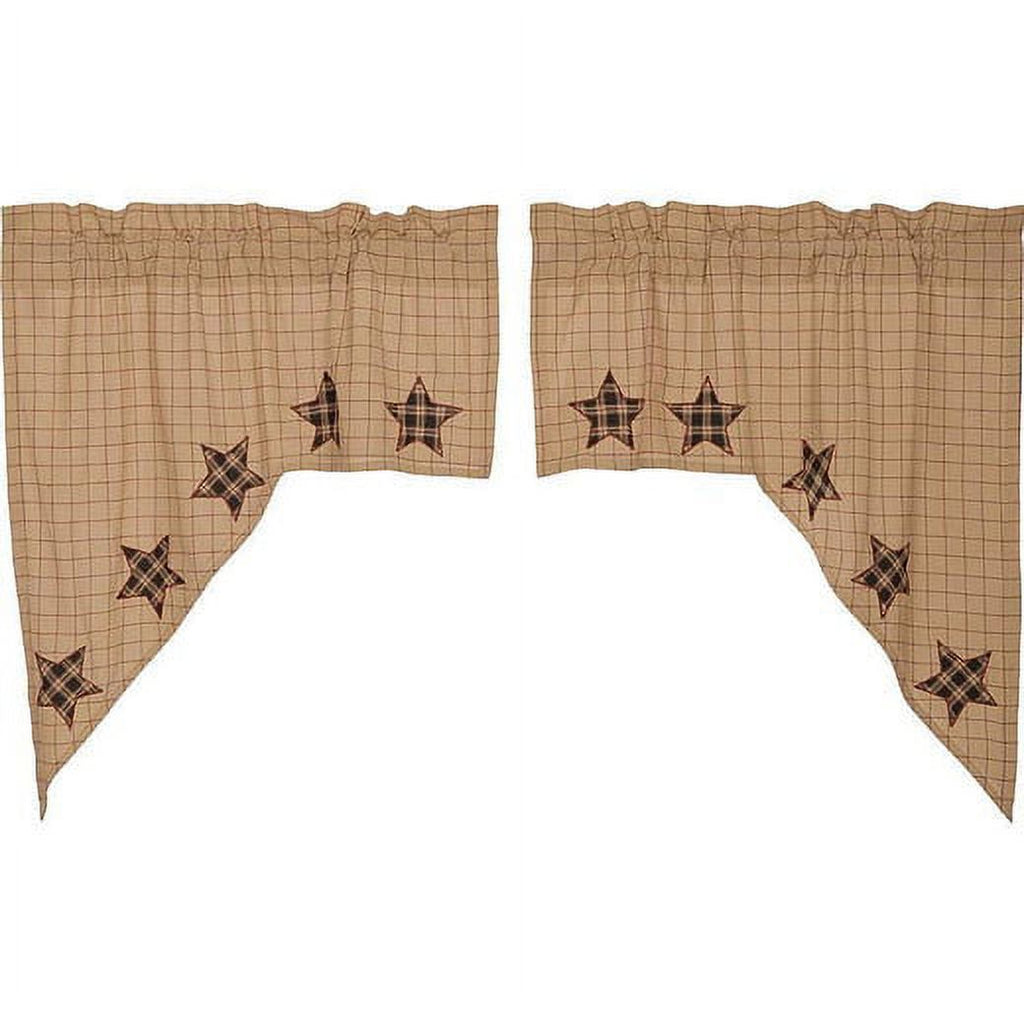 Black Cotton Applique Swag Set of 2 Q667