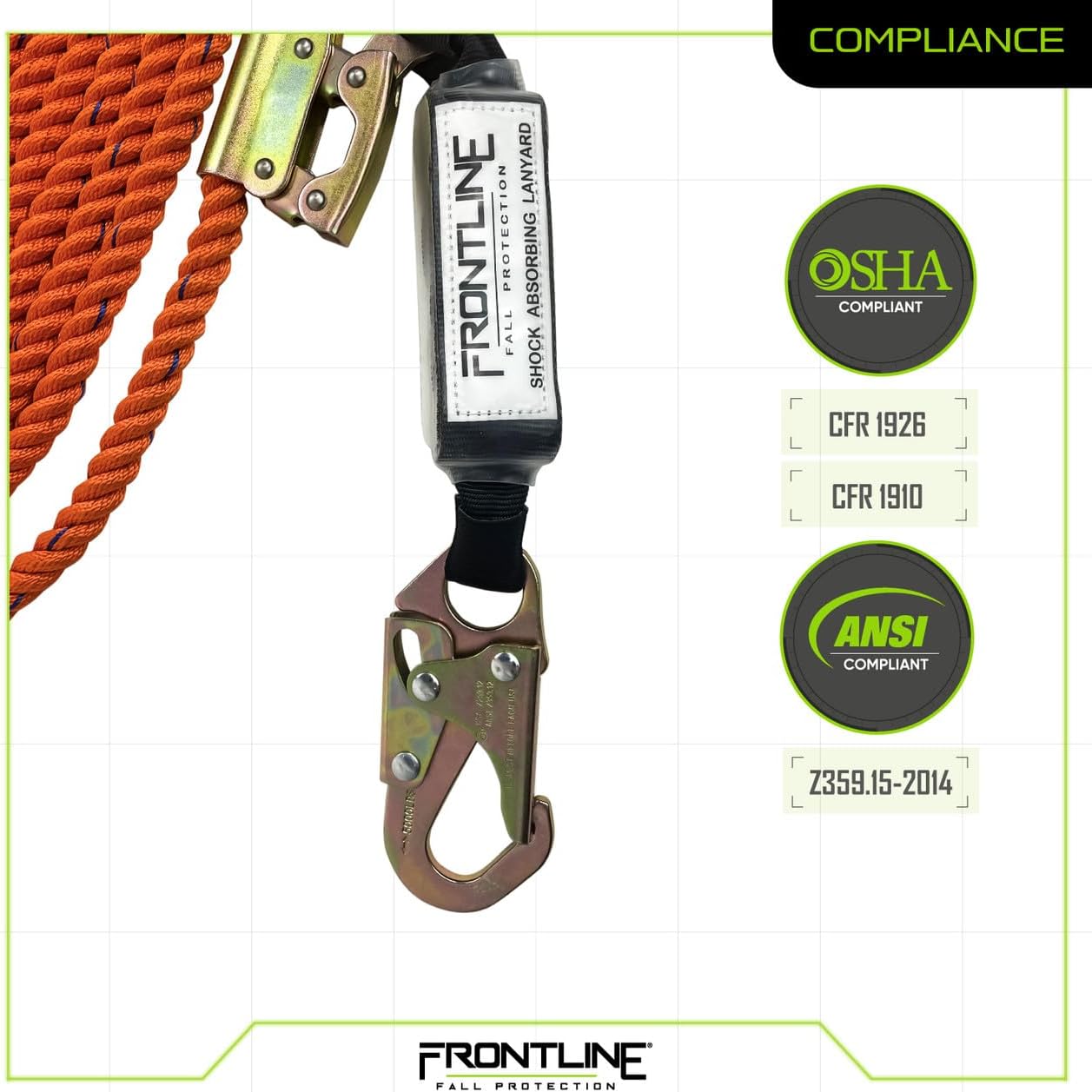Vertical Lifeline with Openable Rope Grab & Shock Pack U59638