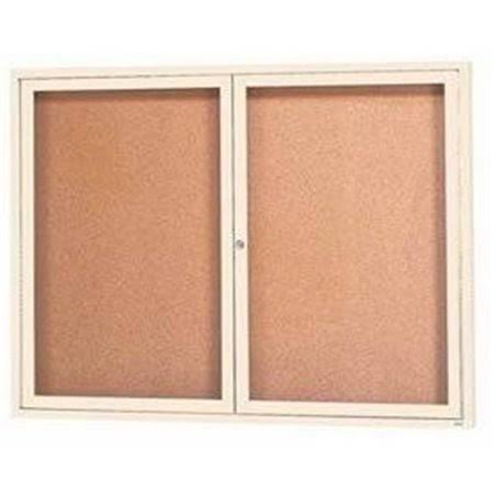 Ivory Aluminum Framed Enclosed Bulletin Board 24 x 12 in. F675042