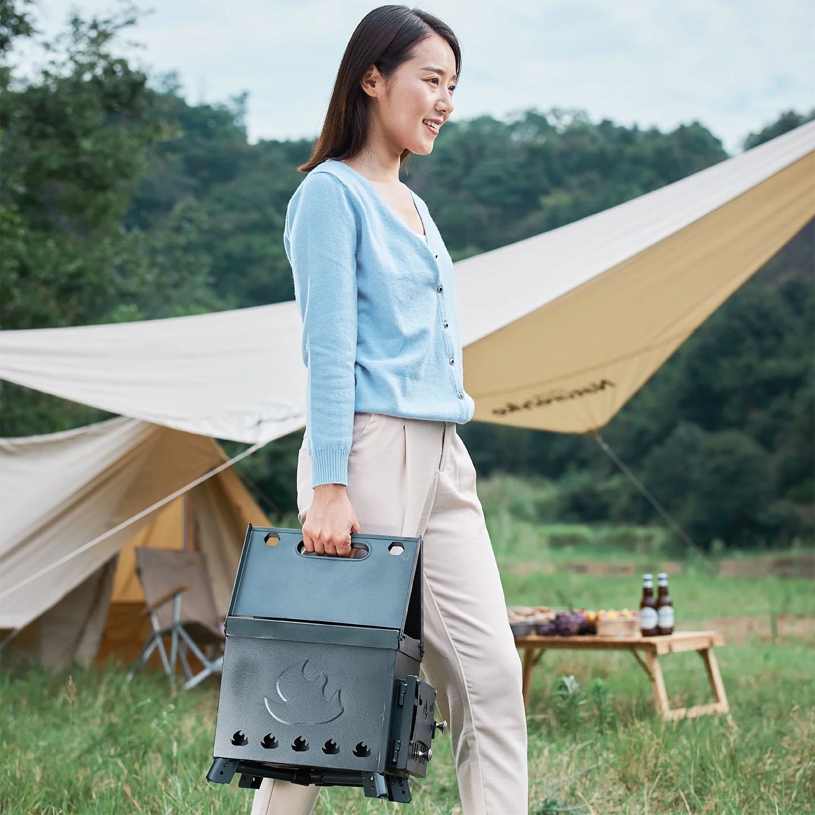 Portable Foldable Wood Burning Camp Tent with Chimney N6799