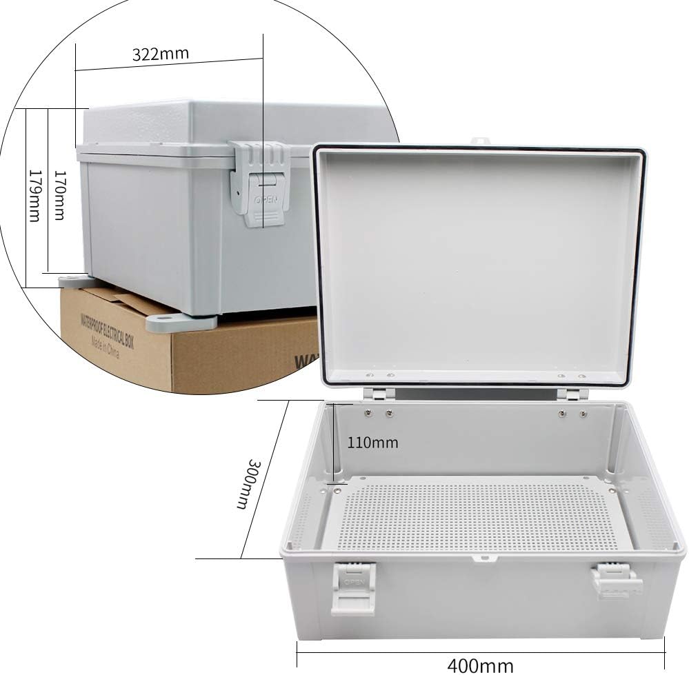 Outdoor Electrical Box with Internal Mounting Panel, Hinged Cover, Plastic W7730