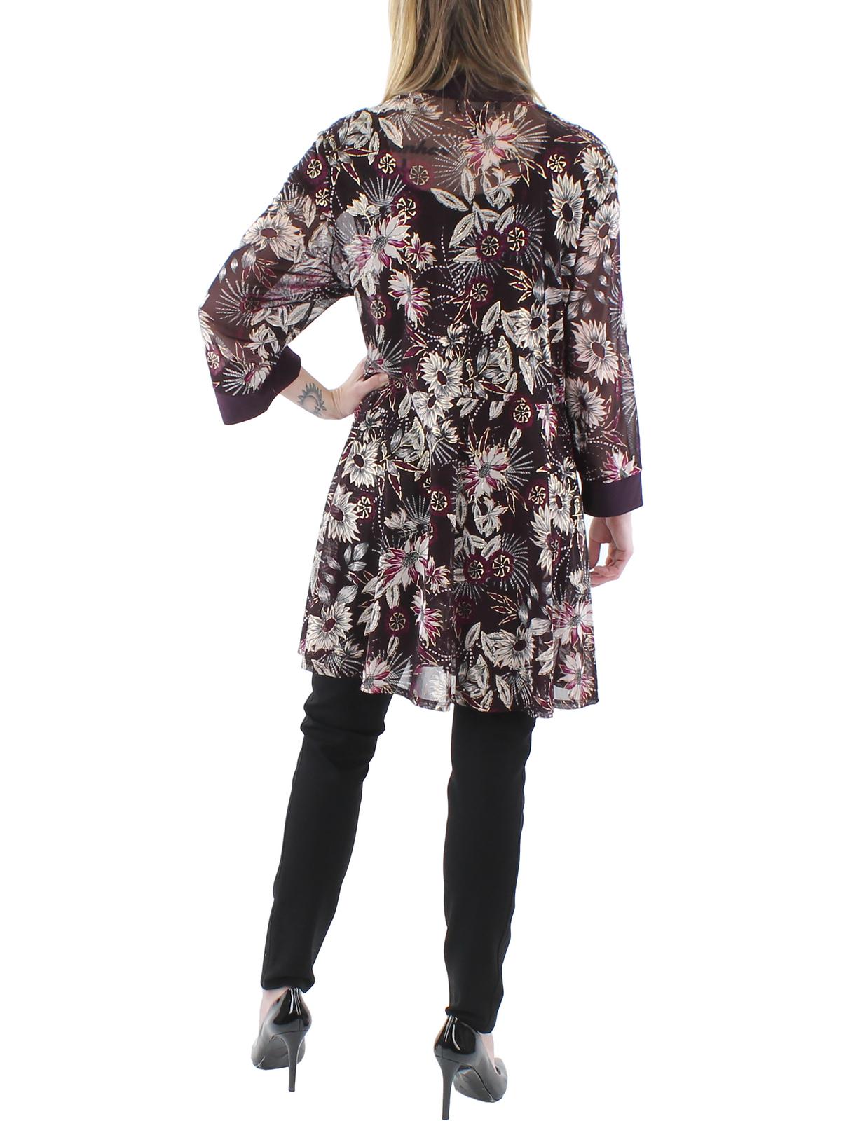Womens Plus Mesh Floral Duster Blazer I1143